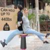ALEVMOOM Collapsible Stool with Cushion, Capacity 440lbs, Adjustable Height Portable Telescoping Folding Stool, for Outdoor Camping Travel Hiking Fishing view 2