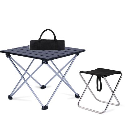 Camping Table Chairs Portable Folding Table and Chair Set, Lightweight Aluminum Camping Picnic Table, Suitable for Beach Fishing 40x35x32cm (Color : Package 1)