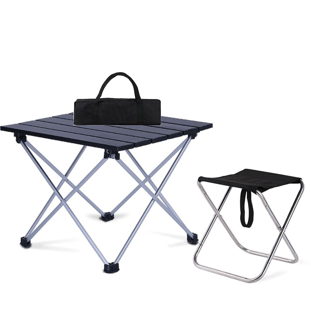 Camping Table Chairs Portable Folding Table and Chair Set, Lightweight Aluminum Camping Picnic Table, Suitable for Beach Fishing 40x35x32cm (Color : Package 1)