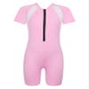 Freebily Kids Boys One Piece Rash Guard Wetsuit Short Sleeves Zippered Surfing Jumpsuit Pink 10-12 view 1
