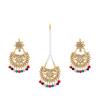 Bodha Traditional Indian Gold Plated Fashion Designer Kundan Chandbali Earring and Maang Tikka Combo Set for Women (SJ_1506) view 1