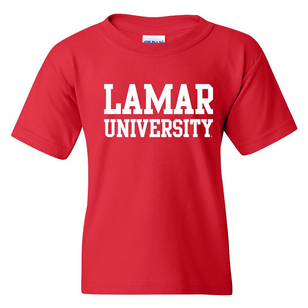 YS01 - Lamar University Cardinals Basic Block Youth T Shirt - Medium - Red
