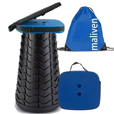 maliven Collapsible Camping Stool with Seat Cushion & Nylon Bag, Square Portable Telescopic Stool, Lightweight Sturdy Foldable Stool for Camp Fishing Picnic, Max Load 550 lb