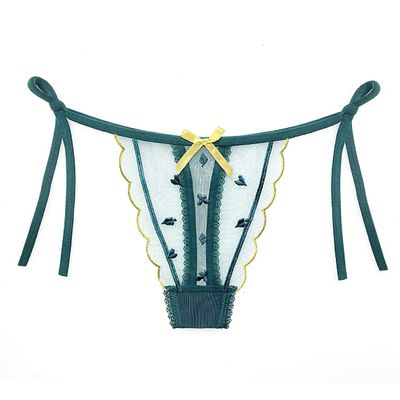 Celamirio Women's Sexy Thong Side Tie Panties Green XL