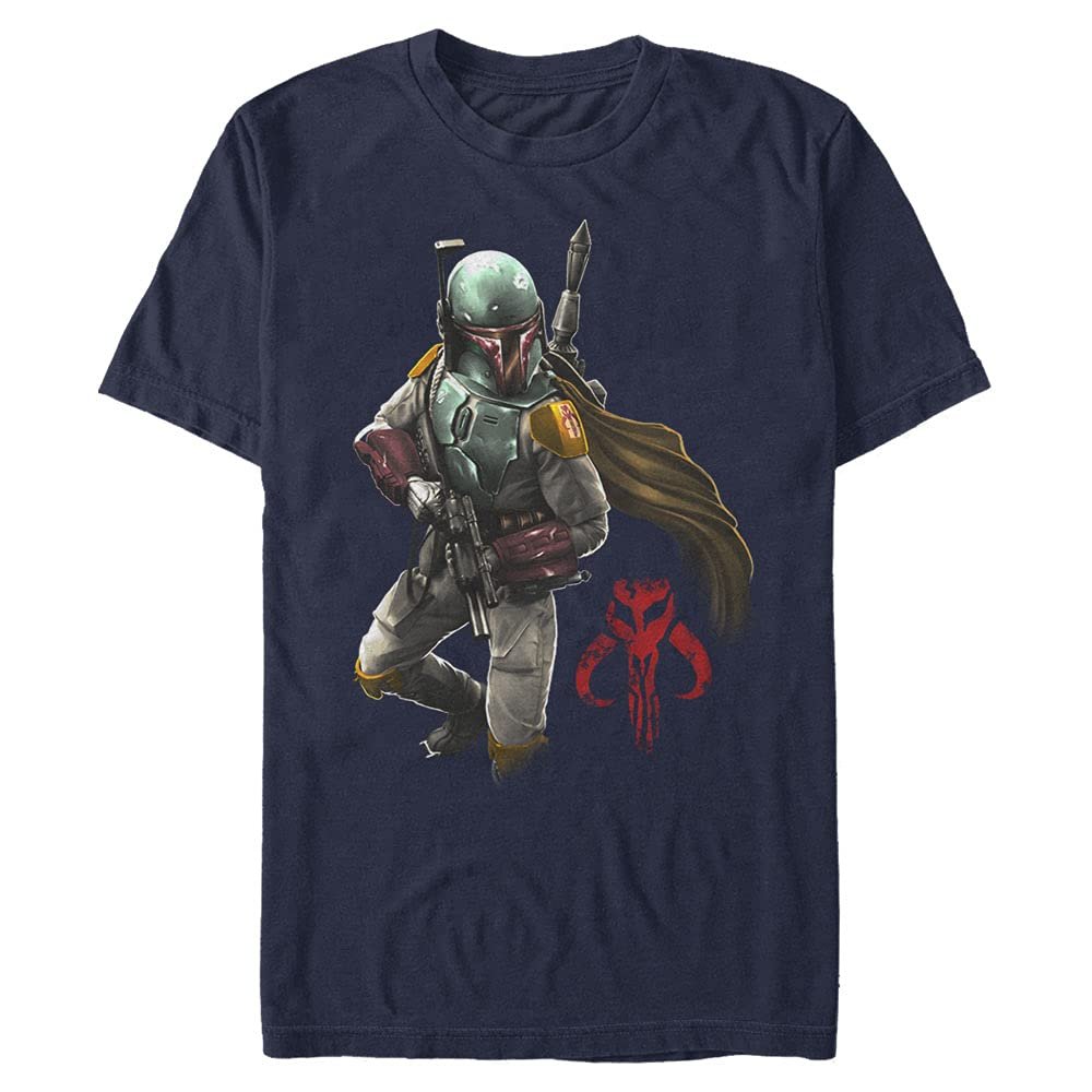 Star Wars Young Men's Mandalorian Warrior T-Shirt, Navy, L