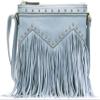 B BRENTANO Vegan Fringed Crossbody Bag with Studs (Blue Gray) view 1