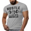 Mens Workout Shirts - Hustle to Gain More Muscle Funny Weightlifting Gym Mens Shirts Tank (XX-Large, 017. Hustle to Gain More Muscle Workout T-Shirt Grey) view 3