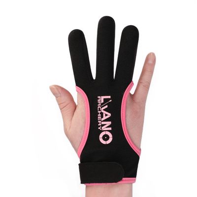 LWANO Archery Gloves Leather Practice Hunting Three Finger Protector for Youth Adult Beginner (Pink, Medium)