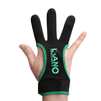 LWANO Archery Gloves Leather Practice Hunting Three Finger Protector for Youth Adult Beginner (Green, Small)