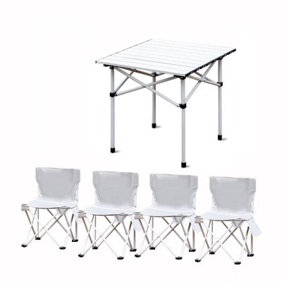 Camping Table Chairs Portable Outdoor Folding Table and Chair Set, Ultra-Light and Durable Aluminum Alloy Picnic Table, Suitable for Car Travel Beach Fishing (Color : Package 2)