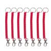 SENRISE 7Pcs Spring Coil Flexible Retractable Theftproof Anti-Lost Elastic Stretchy Key Chain Ring Badge Card Clip Leash Lanyards with Slipping Switch Hook Snap - Bright Pink 12cm view 1