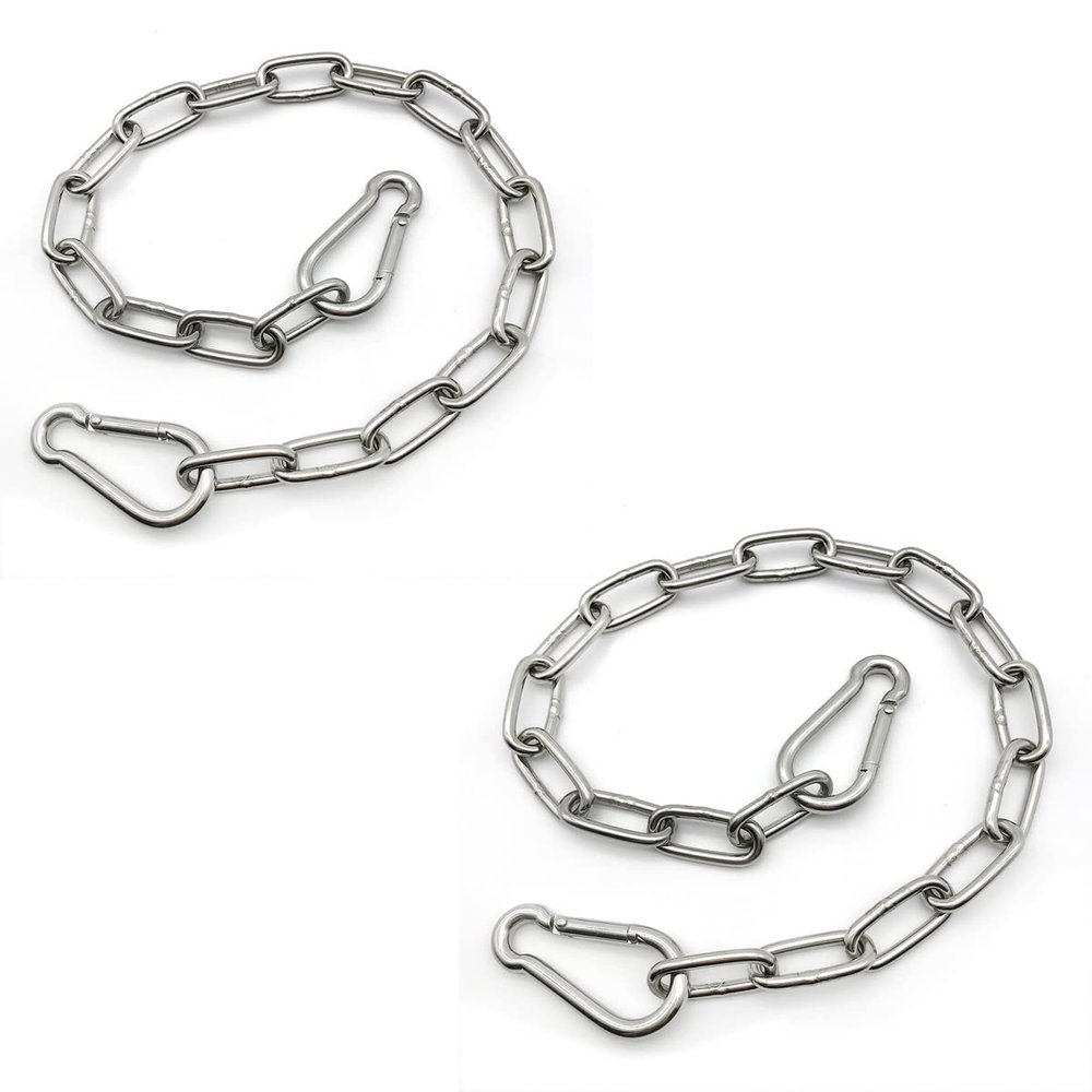MIKMAYTOO 2 PCS Heavy Duty Stainless Steel Chain 550LB Capacity for Punching Bags Hanging Chair Hammocks Swing Trapeze Yoga (20, 4MM-2 PCS)