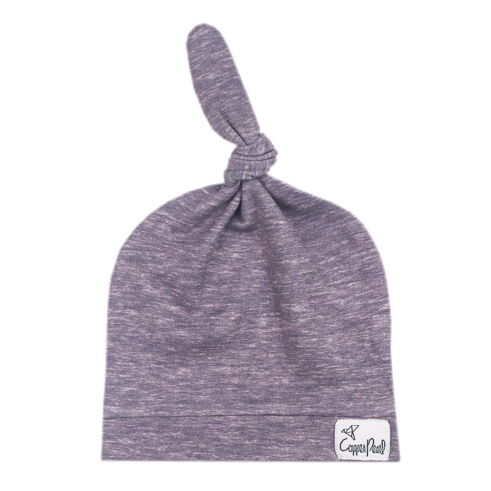 Copper Pearl Baby Beanie Hat Top Knot Stretchy Soft Violet