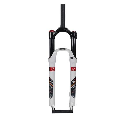 Jejy MTB 26/27.5/29 Magnesium Alloy Suspension Fork9mm Quick Release Straight Tube Mountain Bike Bicycle Air Front Fork Manual Lockout Disc Brake (Color : White, Size : 29)