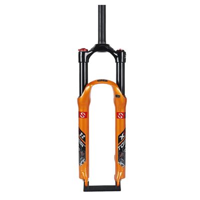 Jejy MTB 26/27.5/29 Magnesium Alloy Suspension Fork9mm Quick Release Straight Tube Mountain Bike Bicycle Air Front Fork Manual Lockout Disc Brake (Color : Yellow, Size : 29)