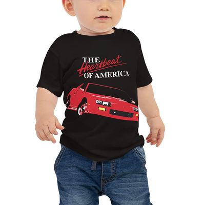Retro 1991 Red Chevy Camaro Heartbeat of America Baby Jersey Short Sleeve Tee