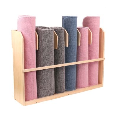JLXJ 6 Yoga Mat Storage Holder Wood, Foam Roller Organizer Floor Display Stand, for Home Gym & Fitness Club Exercise Mat Organize