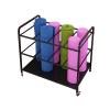 JLXJ Floor Large Yoga Mat Rack Storage Cart with Wheel, Black Metal Modern Rolling Organizer Holder for 8 Foam Rollers /8 Exercise Mat view 1