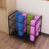 JLXJ Floor Large Yoga Mat Rack Storage Cart with Wheel, Black Metal Modern Rolling Organizer Holder for 8 Foam Rollers /8 Exercise Mat view 3