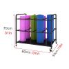 JLXJ Floor Large Yoga Mat Rack Storage Cart with Wheel, Black Metal Modern Rolling Organizer Holder for 8 Foam Rollers /8 Exercise Mat view 4