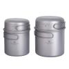 Boundless Voyage 2 Pieces Set Titanium Pan Pot Set with Folding Handle Ultralight for Outdoor Camping Picnic Cooking Tableware Dishes A-Ti2052C view 1