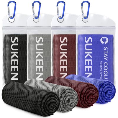 Sukeen 4 Pack Cooling Towels (40"x12"), Cooling Neck Wraps, Ice Towel, Soft Breathable Chilly Towel,Microfiber Towel for Yoga,Sport,Running,Gym,Workout,Camping,Fitness,Workout & More Activities