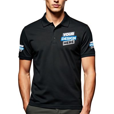 Pranboo Custom Polo Shirt for Men, School Shirt, Golf Shirt, for Business, Casual Wear, and Sports Teams Embroidered LogoS Black