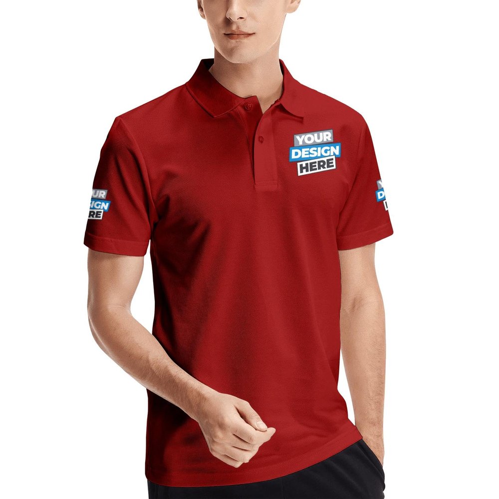 Pranboo Custom Polo Shirt for Men, School Shirt, Golf Shirt, for Business, Casual Wear, and Sports Teams Embroidered LogoS Red