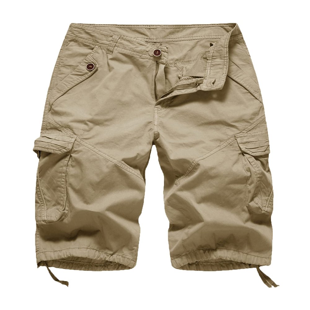 FOURSTEEDS Women's Casual Twill Cotton Fitted Multi-Pockets Camouflage Bermuda Cargo Shorts Khaki US 2