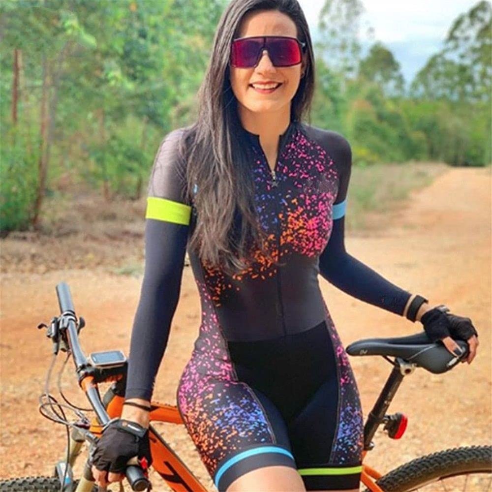 Women's Jumpsuit Mountain Bike Cycling Clothing Sweatshirt Triathlon suit CYTSH (Color : 5, Size : Large 20mm)