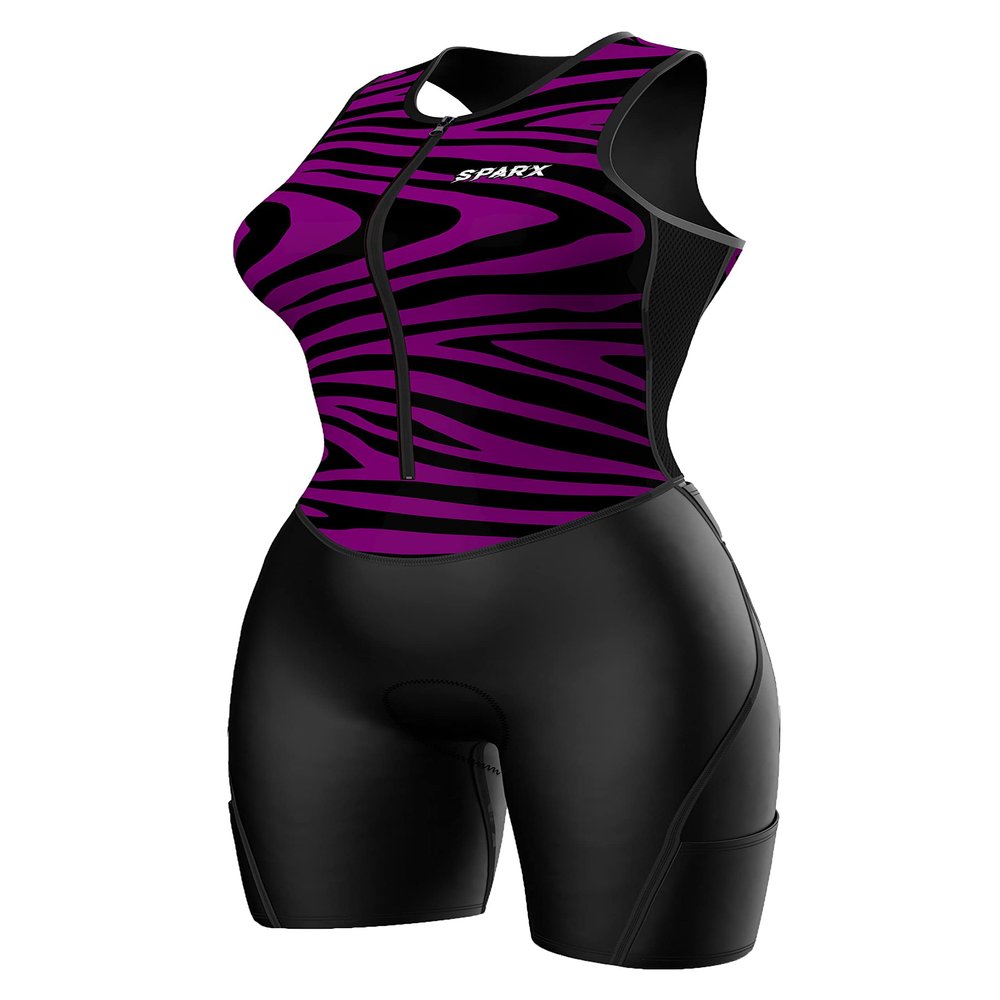 Sparx Sports Women Triathlon Suit Tri Short Racing Cycling Swim Run (XL, Pink Tiger)