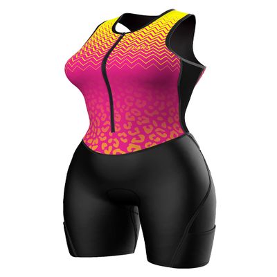 Sparx Women Triathlon Suit Tri Short Racing Cycling Swim Run (2XL, Yellow Zigs)