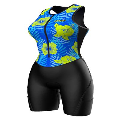 Sparx Women Triathlon Suit Tri Short Racing Cycling Swim Run (XL, Neon Hisbiscus)