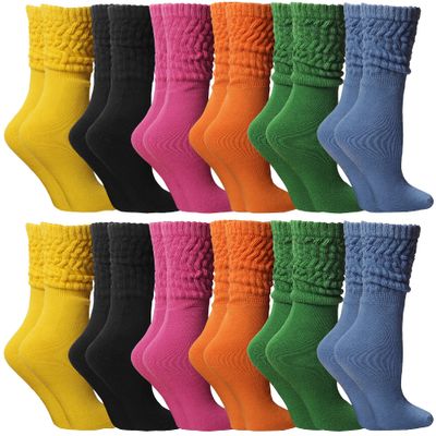 Yacht & Smith 6 Pairs Womens Scrunched Slouch Socks, Cotton Boot Socks Bulk Pack