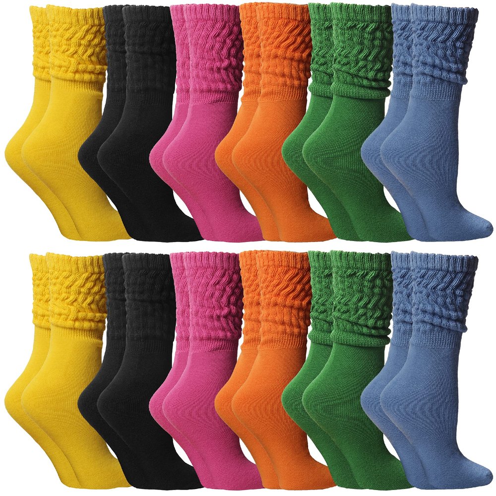 Yacht & Smith 6 Pairs Womens Scrunched Slouch Socks, Cotton Boot Socks Bulk Pack
