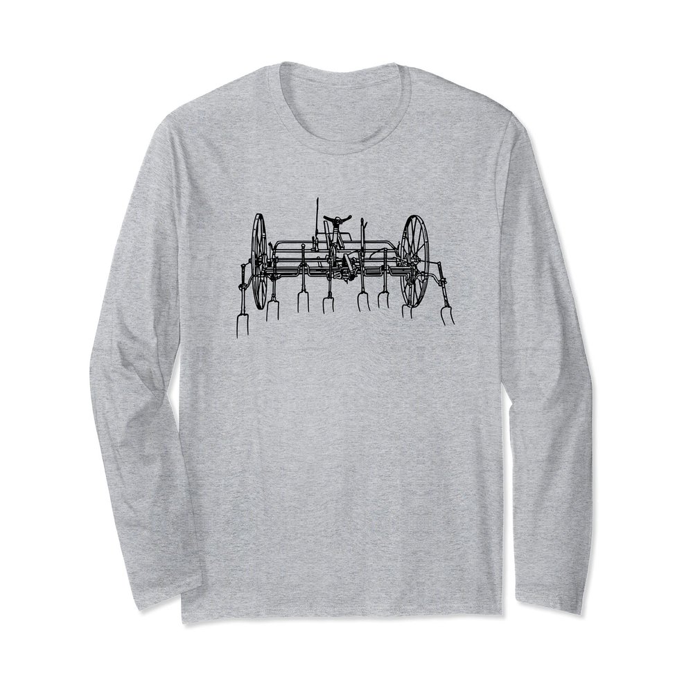Antique Farm Equipment Hay Tedder Graphic Farmer Long Sleeve T-Shirt