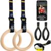 Double Circle Gymnastics Rings with Quick Adjust Numbered Straps and Exercise Videos Guide - Full Body Gym Rings - Calisthenics Rings Wooden Rings (Rings & Straps + Door Anchor + Foot Straps) view 1