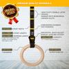 Double Circle Gymnastics Rings with Quick Adjust Numbered Straps and Exercise Videos Guide - Full Body Gym Rings - Calisthenics Rings Wooden Rings (Rings & Straps + Door Anchor + Foot Straps) view 4