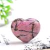 32mm Natural Crystal Love Heart Shape HandMade Polished Rosy Quartz Jewelry Collection Necklace Women Jewelry Gift-dark khaki view 2