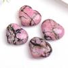 32mm Natural Crystal Love Heart Shape HandMade Polished Rosy Quartz Jewelry Collection Necklace Women Jewelry Gift-dark khaki view 3