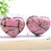 32mm Natural Crystal Love Heart Shape HandMade Polished Rosy Quartz Jewelry Collection Necklace Women Jewelry Gift-dark khaki view 4