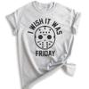 I Wish It was Friday Shirt, Unisex Women's Men's Shirt, Funny Halloween T-Shirt, Horror Movie Graphic Tee, Heather Ash, Small view 1