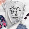 I Wish It was Friday Shirt, Unisex Women's Men's Shirt, Funny Halloween T-Shirt, Horror Movie Graphic Tee, Heather Ash, Small view 2