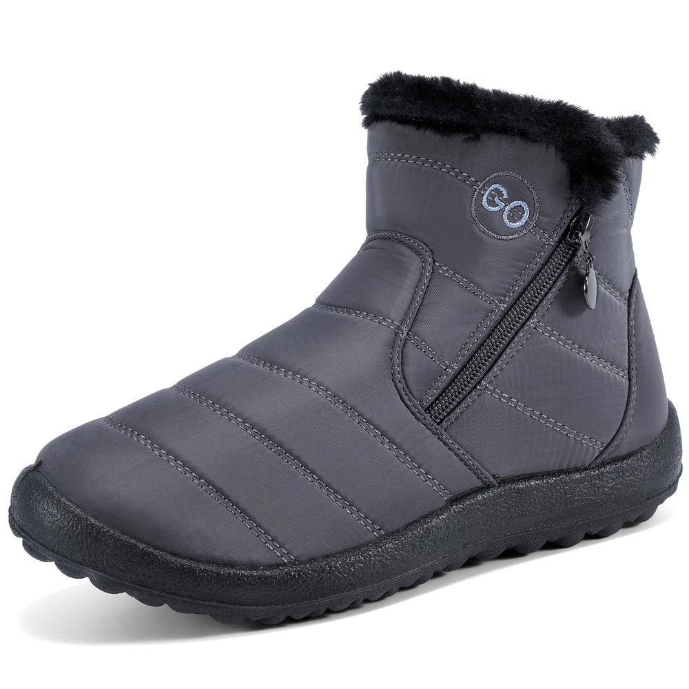 HARENCE Snow Boots for Women Winter Boot with Comfortable Warm Fur Lined Ankle Booties Outdoor Slip On Waterproof Short Boots