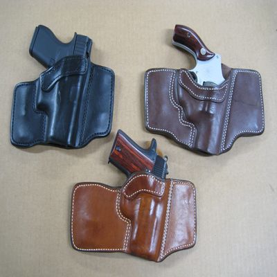 Azula Leather 2 Clip OWB Pancake Clip On Pistol Holster for Springfield Springfield 911 380 Pistol Tan Right Hand
