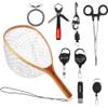 Fly Fishing Tools Kit and Accessories 9 in 1 Combo, Fishing Landing Net,,Fishing Quick Nail Knot Tying Tool, Hook Remover Forceps Stainless Steel Salmon and trout Fishing Gear Tool Assortment view 1