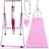 Gymnastics Bar for Kids Horizontal Kip Bar Jungle Gym with 8'x'4 EVA Puzzle Mat, Junior Training Monkey Bars Home Gym Adjustable Height Expandable Junior Training Bar Indoor Foldable (Pink) view 1