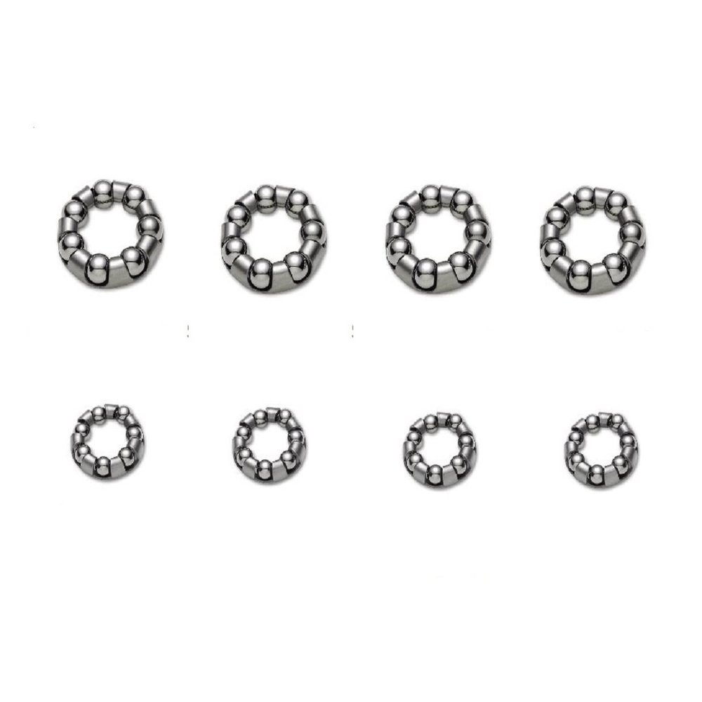 Assorted 8 pcs Replacement Ball Bearing Retainer Cages (1/4" X 7 and 3/16" X7) for Bike Front Rear Wheel Hubs Services