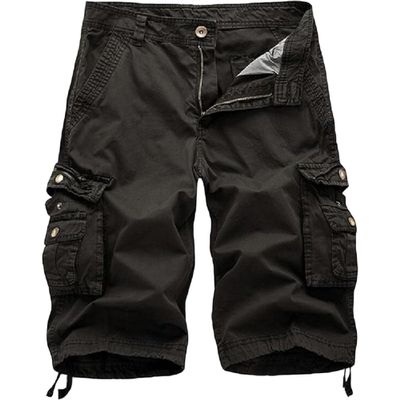 Men's Multi Pocket Zipper Cargo Short Outdoor Casual Loose Fit Dungarees Shorts (Dark Gray,38)