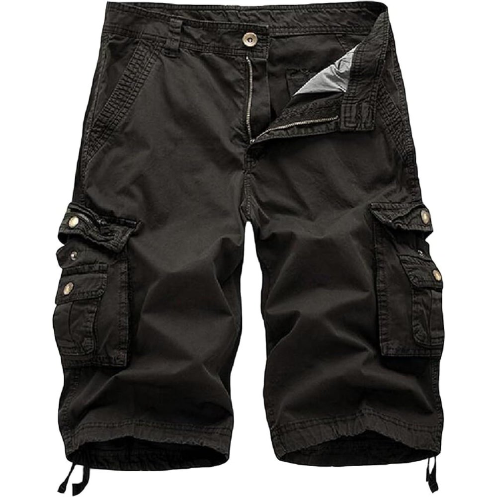 Men's Multi Pocket Zipper Cargo Short Outdoor Casual Loose Fit Dungarees Shorts (Dark Gray,38)